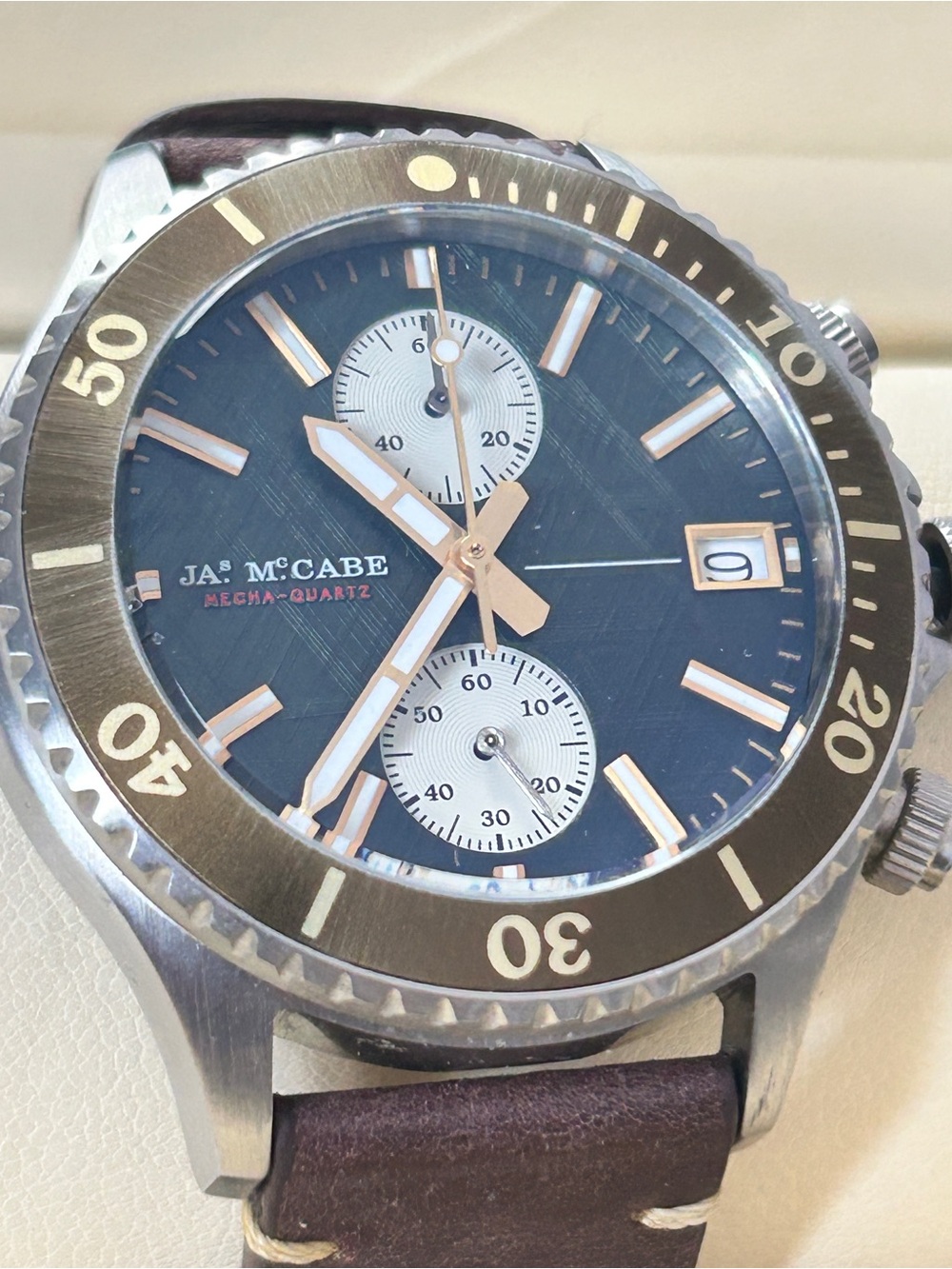 James McCabe Baja Mecha-Quartz Chronograph Watch JM-1038 Leather